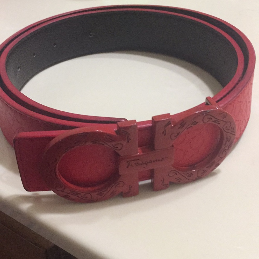 Red Ferragamo belt
